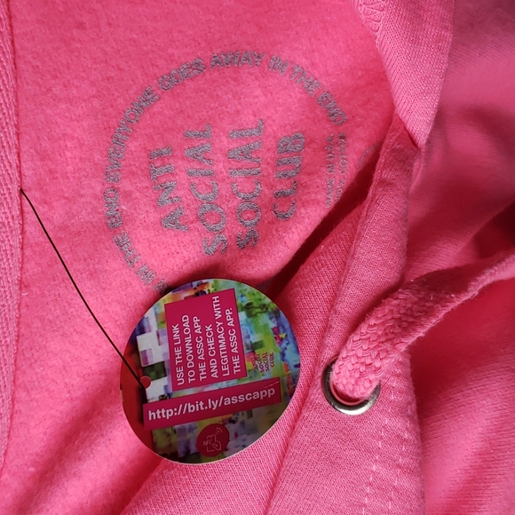 Anti Social Social Club Pink Hate hoodie sweatshirt - Picture 9 of 11